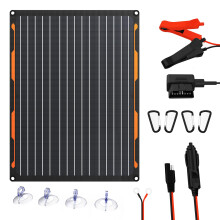 FlexSolar 20W 12V Solar Panel Battery Charger Maintainer Kits Trickle Charger with Built-in Charge Controller, Cig Plug, Alligator Clips, O-Rings OBD