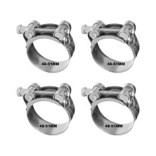 T Bolt Hose Clamps,4 Pieces 48-51MM Durable Exhaust Clamp Set, Hose Clips & Bolt Clip - Piping Secure Reliable Connection for Various Applications
