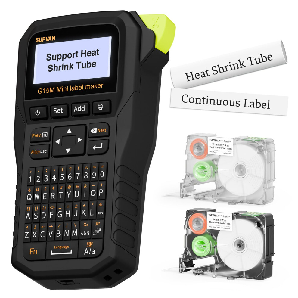 Photos - Other Office Equipment SUPVAN G15M Mini Portable Label Maker Machine with Heat Shrink Tube, Rechargeable 1200mAh Battery Thermal Transfer Printer,