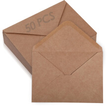 GeeRic 50 Pack Kraft Envelopes Self-Sealing (Size: 185x131mm), A7 Greeting Card Mailing Envelopes for Invitations Wedding Announcements Sage Kraft