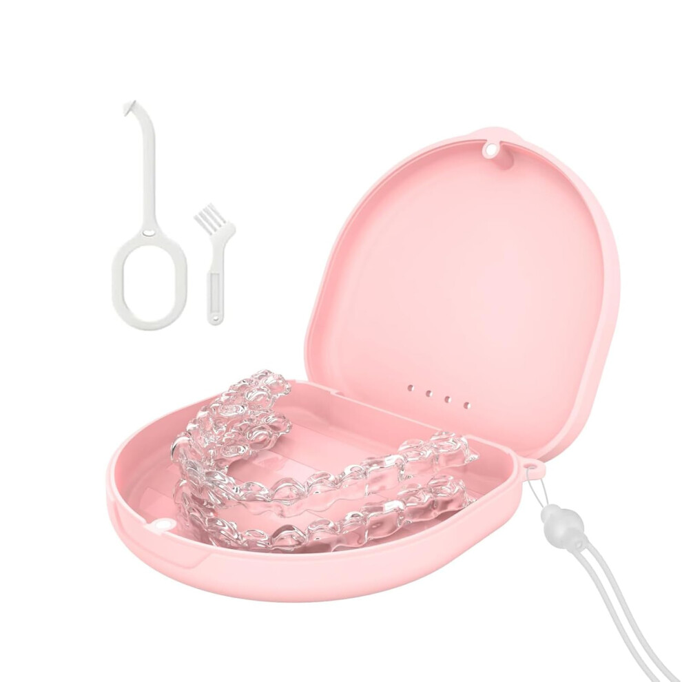 Tunyinsh Retainer Case, Slim Aligner Cases For Invisalign, Mouthguard Case With Removal Tools& Aligners Chewies& Brush, Cases With Ventilation Holes And Silic