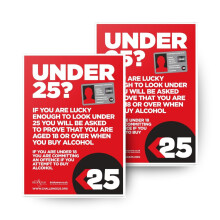 Challenge 25 Under 18 Sign - Pack of 2 - Drink Aware A4 Licensing law - LAMINATED Poster