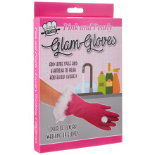 Diabolical Gifts DP0985 Pink and Pearly Glam Washing Up Gloves - One Size - Mothers Day Gifts for Mum, Womens Birthday Gifts, Pink Rubber Gloves, Nov