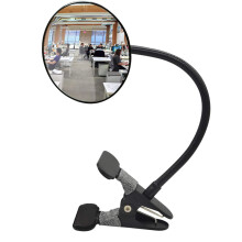 Ampper Acrylic Clip On Rear View Cubicle Mirror, Flexible Convex Security Mirror for Personal Safety Desk Rearview Monitors or Anywhere (3.75", Round