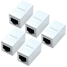 Yeung Qee RJ45 Coupler 5 Pack RJ45 Coupler Ethernet Extension, for Cat7/Cat6/Cat5e/Cat5 Ethernet Cable - Network Cable Coupler Female to Female (whit