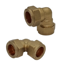 Pipestation 15mm Compression Elbow Connectors (Pack of 2) | Durable Compression Joint Plumbing Fittings for Copper Plumbing Pipe Connectors | 15mm Br