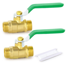 ERGAOBOY 2 Pcs 1/4" BSP Male to Male Brass Ball Valve with 2 Pcs 1/4" Male to Male Brass Connectors,Fit for Pipe Fittings Connection