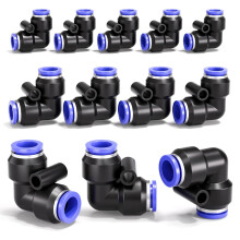 Bwintech 12 Pcs 12mm 90 Degree Elbow Push in Connect Pneumatic Fitting,2 Way Plastic Quick Release PV Air Line Adapter
