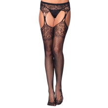 Leg Avenue Fishnet Stockings with Garter Belt Black