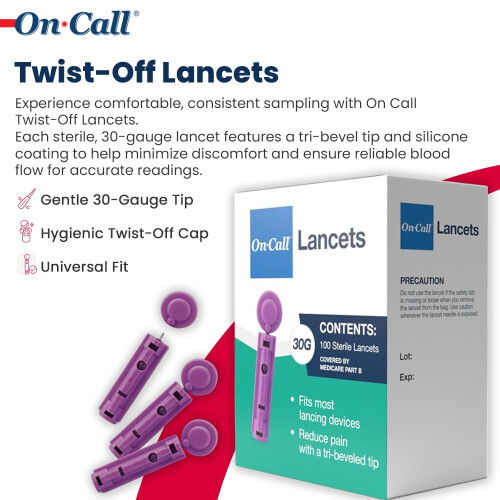 On Call G124-10A Sterile Lancets, Blue 1