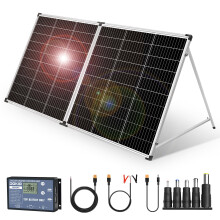 DOKIO Foldable Portable Solar Panel 200W 12V Monocrystalline Solar Suitcase with 20A Controller