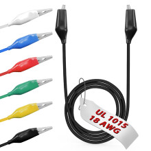6pcs/40 inches Alligator Clips Electrical with Wires (18AWG/UL1015), 6 Colors Test Leads Set 1.77 inches Clips Soldered Jumper Wires Kit for Testing
