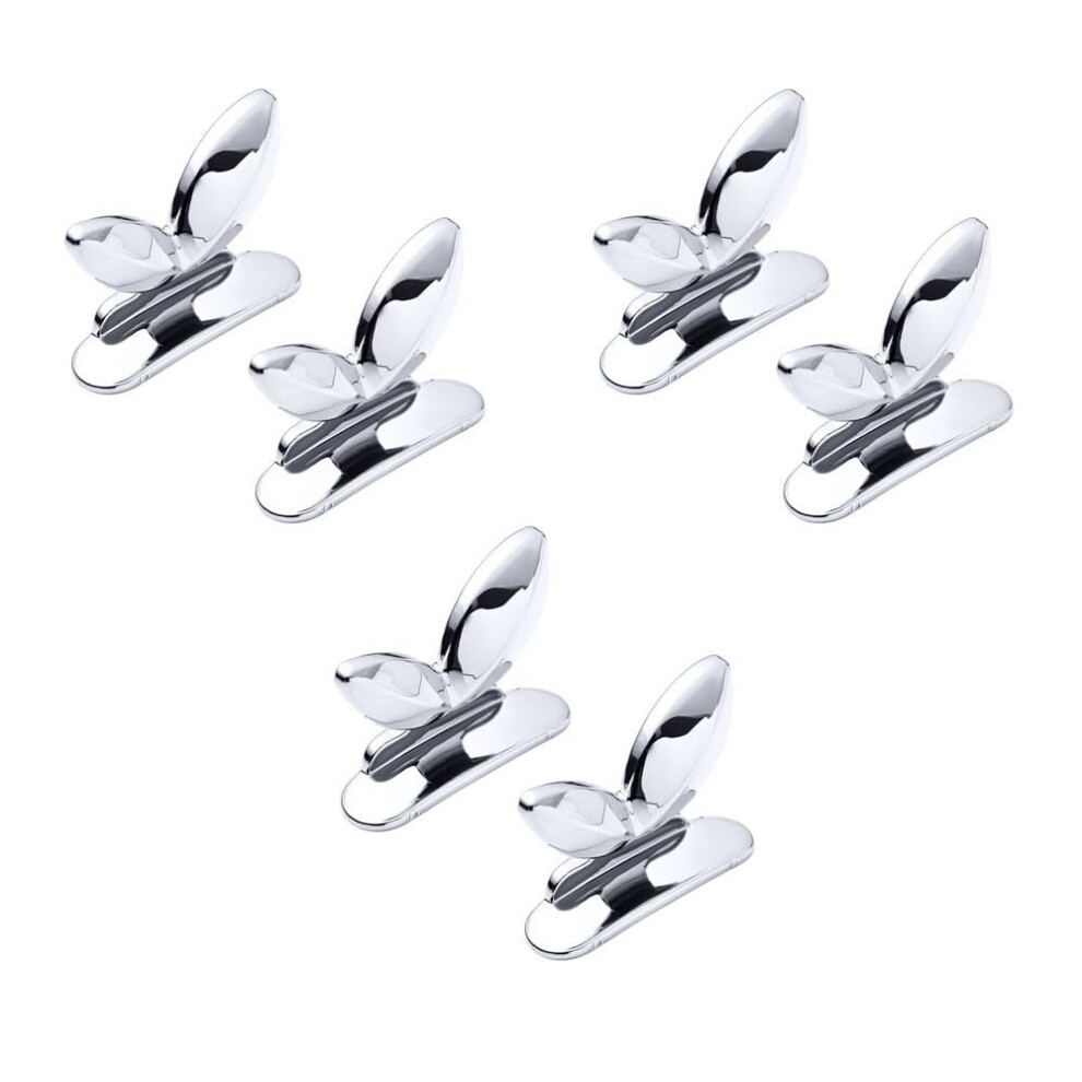 6Pcs Toilet Seat Lifter And Lid Handle, Hygienic Touch Leaf Shape, Selfadhesive, Silver 9113335617230