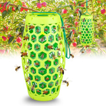 Wasp Trap with Visual Attraction Design, NonToxic Reusable Yellow Jacket Catcher for Outdoor Garden Yard Farm (Green, 1 Pack)
