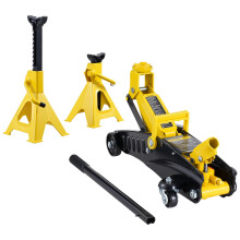 VEVOR Low Profile Floor Jack 2 Ton (4400 lbs), Heavy Duty Iron Hydraulic Racing Floor Jack, Hydraulic Car Jack with Jack Stands, Single Piston Quick