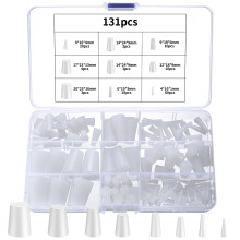 131 Pcs White Silicone Rubber Bungs for Holes, Tapered Solid Rubber Stoppers, Silicone Rubber Tapered Plugs, High-Temperature Resistant Rubber Stoppe
