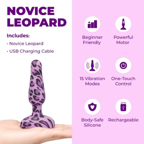b-Vibe Leopard Novice Special Edition Rechargeable Vibrating Butt Plug Small 1