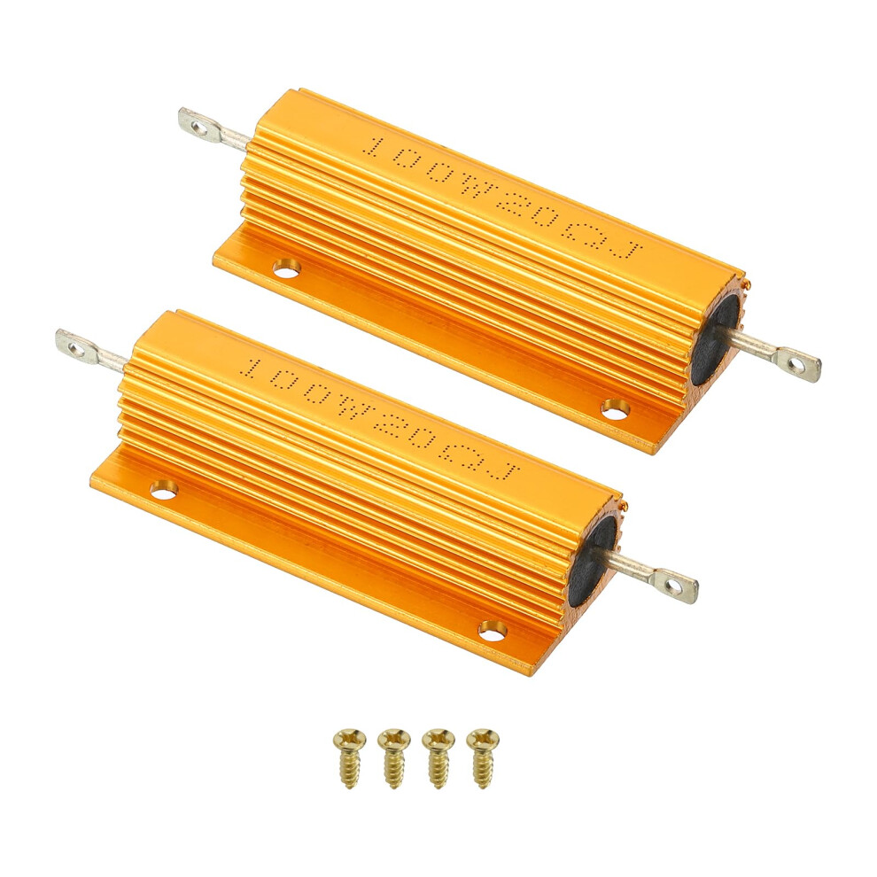 Patikil 100W 20 Ohm Aluminum Shell Resistor With Screws, 2 Set Aluminum Housing Resistor Housed Case Wirewound Resistors Screw Tap Power Resistor, Go 32771145