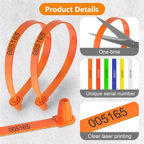 Flintronic 120PCS Anti-Tamper Security Tags, Plastic Security Seals Cable Tie Labels, Self Locking Security Tag Ties with Numbered, Suitable for Secu 2