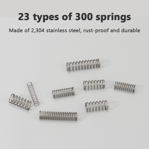 300 Pcs Compression Springs Assortment Kit, Springs Assorted Extension Spring, Stainless Steel Small Extended Compressed Spring Set, 23 Sizes Coil Sp 2