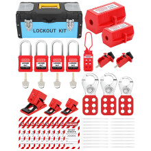 HOLULO Industrial Grade Lockout Tagout Kit - 10 Visible Lockout Tags, 4 Robust Safety Padlocks, 4 Lockout Hasps, 5 Breaker Lockouts, 2 Plug Lockouts,
