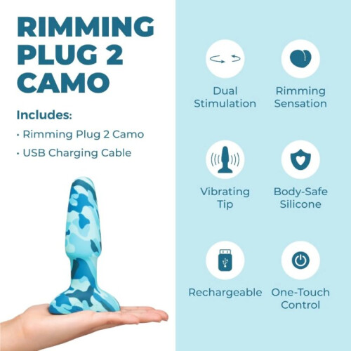 b-Vibe Camo Rimming Plug 2 Rechargeable Vibrating Butt Plug Large 2