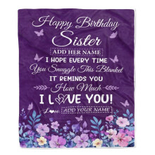 Fleece Blanket for Sister Birthday Gift, Custom Purple Floral Throw, Soft 30x40