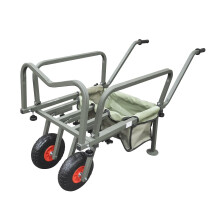Fishing Trolley Two Wheel Folding Barrow Cart with Bag Adjustable Legs Heavy Duty Collapsible Wheeled Transporter Fish Holder Rod Handle Carry Outdoo