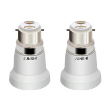 JUNSHI 2-Pack B22 to E27 Adapter Lamp Socket Converter Maximum Wattage 200W Heat Resistant up to 150 Fire Resistant Converts B22 Bayonet Fitting to