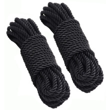KuTi Kai All Purpose Rope 8 mm 10M - 32 Feet Length Strong Multifunctional Soft 100% Nylon Rope Natural Twisted Durable Long Ropes (Black-2Pack)