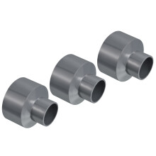 PATIKIL PVC Reducer Pipe Fitting 75x40mm, 3 Pack Straight Coupling Adapter Connector, Gray