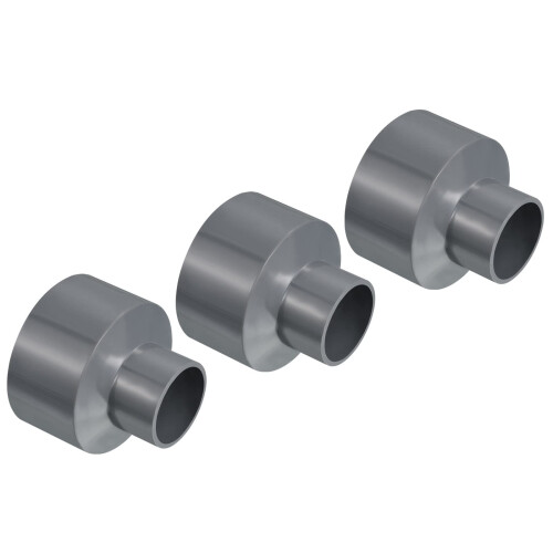PATIKIL PVC Reducer Pipe Fitting 75x40mm, 3 Pack Straight Coupling Adapter Connector, Gray