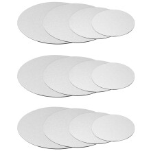 QWORK 12 Pcs Silver Cake Boards, 6'', 8'',10'',12'', Round Cake Board, Silver Cardboard, for Wedding, Birthday Cakes, House Party