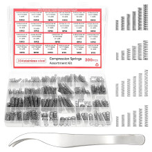 301PCS Compression Spring Set, Small Springs, with Tweezers, 23 Different Sizes of Stainless Steel Springs, for DIY, Household and Automotive Repairs