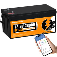ECO-WORTHY 12V 280AH LiFePO4 Battery,3584Wh Energy with Bluetooth and Low-Temp Protection,Built-in 200A BMS,for Motorhome,Marine,Home Backup,Off-Grid