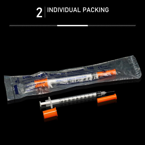 1ml Syringes Laboratory Measurement Tool, 20 Pack Individually Packed (1ML-30#, 20) 2