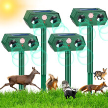 2025 Solar Animal Repeller Ultrasonic Deer Cat Dog Deterrent Outdoor Motion Sensor Waterproof Yard Protection (4 Pack)