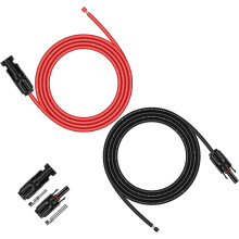 iGreely 4mm² / 12AWG Solar Panel Extension Cable with Waterproof Solar Wire Adapter (10FT Red + 10FT Black) - 3M/12 Feet Female and Male Connectors