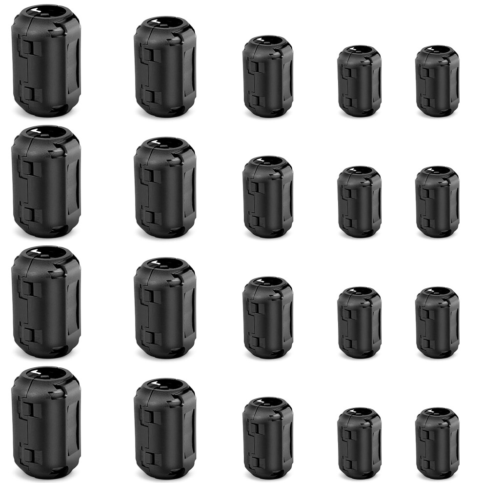 Dreamtop Ferrite Core Ferrite Beads - 20Pcs Ferrite Choke Ferrite Clip-On Black Rfi Emi Noise Suppressor With 3.5Mm 5Mm 7Mm 9Mm 13Mm Inner Diameter F 45420085
