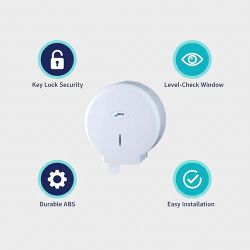 Jofel Smart Medium Toilet Roll Holder, White, 300 m 2