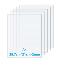 Taiyeestar 5Pcs 29.7 x 21 cm Plastic Sheet, A4 Transparent Acrylic Sheet, 2 mm Thick, Clear Acrylic Sheet, Plastic Sheet for Househld Decoration, Dis