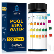Pool Test Strips,100 Strips Pool and Hot Tub Test Strips, Swimming Pool Test Strips for Total Alkalinity, pH, Free Chlorine(Bromine),Cyanuric Acid-Po