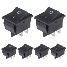 VEXUNGA Rocker Switch On/Off 4-Pin Toggle Switch AC 16A 250VAC 20A 125VAC Black Rocker Switch Built-in Switch Rectangle Embedded Boot Switch (Pack of