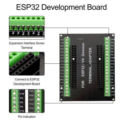 diymore 1Pieces for ESP32 Expansion Board 1 into 2 for ESP32 ESP-32 Microcontroller Development Board Compatible with 38Pin for ESP32 with mounting h 2