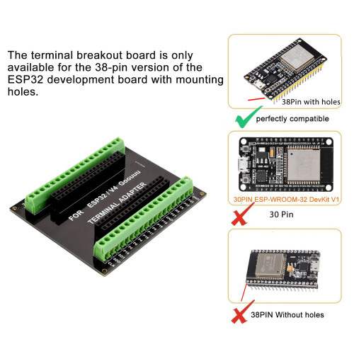 diymore 1Pieces for ESP32 Expansion Board 1 into 2 for ESP32 ESP-32 Microcontroller Development Board Compatible with 38Pin for ESP32 with mounting h 1