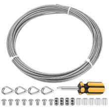 10m 2mm Stainless Steel Wire Rope Cable Kit with 7x7 Strand Core - Heavy Duty Rust-Resistant Metal Garden Wire for Picture Hanging, Fencing, Clothesl