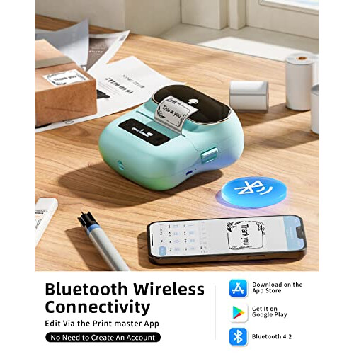 Phomemo Label Maker, M220 Portable Label Maker, Bluetooth Wireless Inkless Label Printer, 3 Inch Barcode Printer, Great for Home, School & Office, Co 2