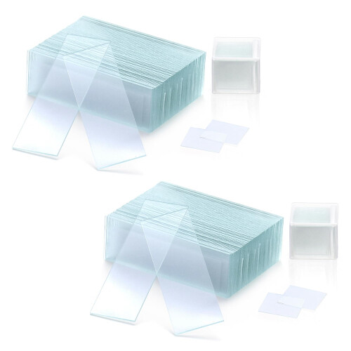 QWORK 100 PCS microscope slides and 200 PCS cover slips
