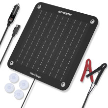 ECO-WORTHY 10W Solar Battery Trickle Charger Maintainer 12V Waterproof Solar Panel Portable Trickle Charging Kit for Car Boat Lawn Mower Motorhome Tr