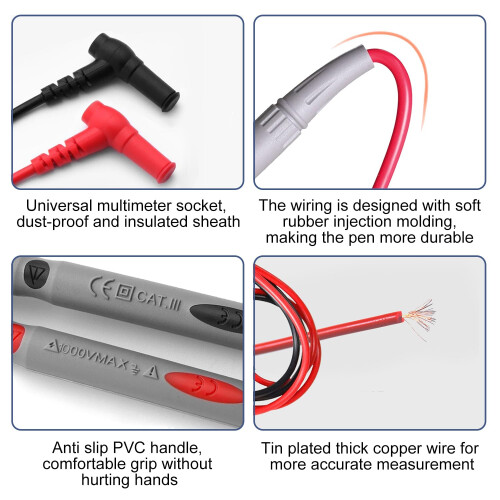 EUZUXU Universal Multimeter Leads 1M - 1000V 20A, for Multimeter 2